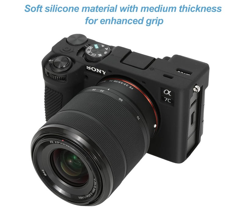 Pocoukate Case for Sony Alpha 7C II / 7CR Camera, Soft Silicone Protective Cover Skin with A7C II / A7CR Screen Protector Accessories for Sony Alpha 7C II/Alpha 7CR Silicone Case - Black - Image 3