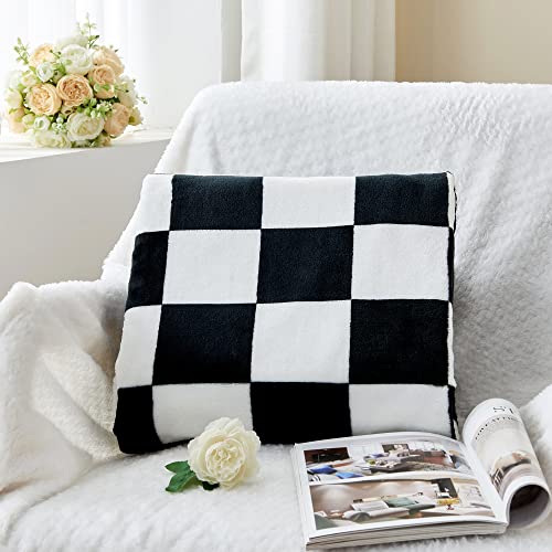 BEDELITE Checkered Throw Blanket for Couch, Soft & Cozy Fleece Flannel Blanket with Checkerboard Grid Home Decor, Checkered Black, 50x60 Inches - Image 2