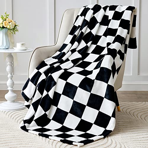 BEDELITE Checkered Throw Blanket for Couch, Soft & Cozy Fleece Flannel Blanket with Checkerboard Grid Home Decor, Checkered Black, 50x60 Inches - Image 4