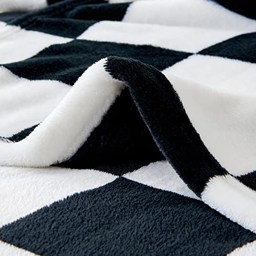 BEDELITE Checkered Throw Blanket for Couch, Soft & Cozy Fleece Flannel Blanket with Checkerboard Grid Home Decor, Checkered Black, 50x60 Inches - Image 5