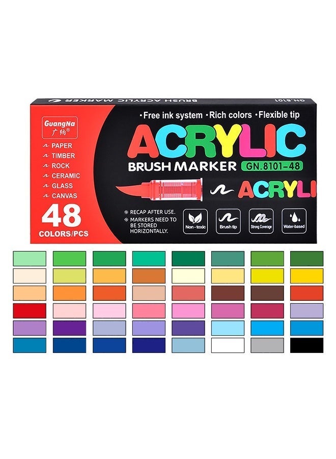 GuangNa 48-Piece Paint Marker Set – Art Markers for Fabric, Rock, Canvas, School & DIY Crafts – Vibrant Water-Based Paint Pens for Artists and Kids - Image 1