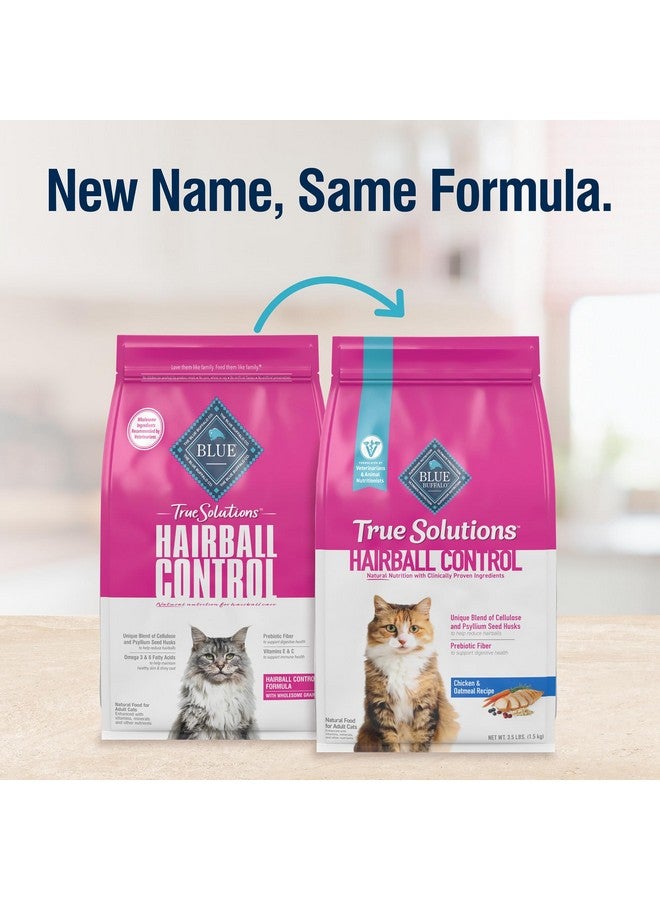 بلو بافلو طعام القطط بلو بافالو ترو سوليوشنز الجاف الطبيعي للتحكم بكرات الشعر، للقطط البالغة، بنكهة الدجاج، كيس وزنه 3.5 رطل - Image 2