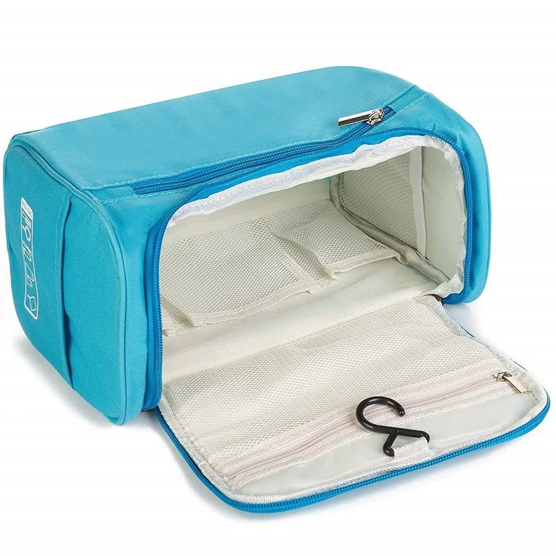 SKOFRI Portable Outdoor Travel Hanging Storage Organizer Handbag Women Makeup Bag Cosmetic Travel Toiletry Bag for Men and Women Blue - Image 3