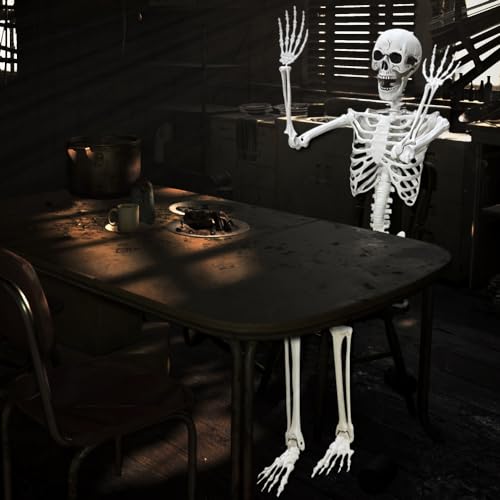 Lodou 5.4Ft Posable Life Size Human Adult Skeletons Plastic Human Bones with Movable Joints for Halloween Decoration - Image 3