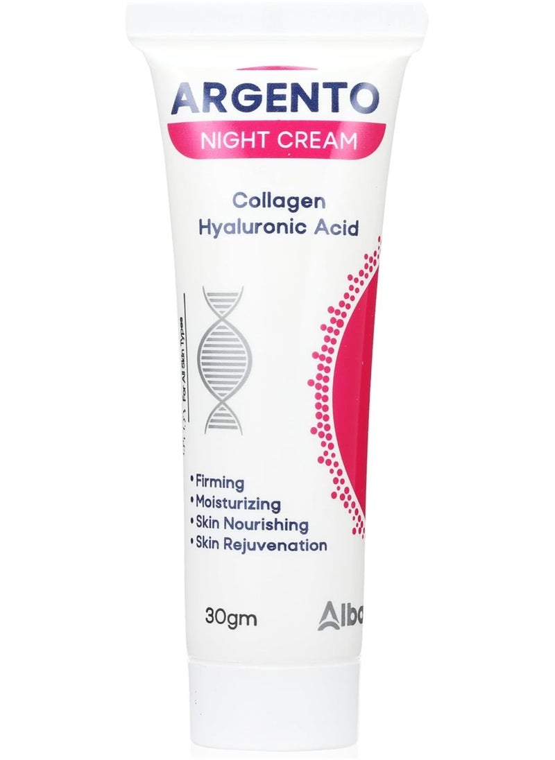 ARGENTO Night cream collagen & hyaluronic acid - 30gm  - Image 1