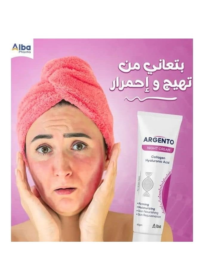 ARGENTO Night cream collagen & hyaluronic acid - 30gm  - Image 4