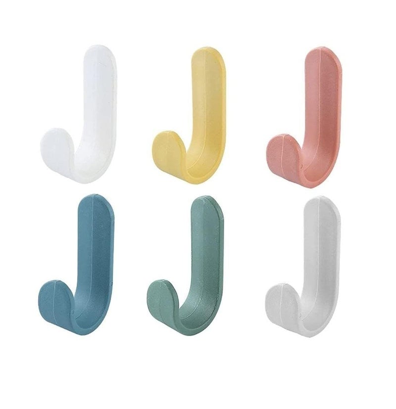 KESI ORNAMENTS Kesi Hook for Wall, Bathroom Towel Holder, Coat Hooks Heavy Duty, Multipurpose Self Adhesive Hook, Kitchen Accessories Items, Clothes Hanging, Sticky Photo Frame Strong Hanger (6 pcs)  - Image 1