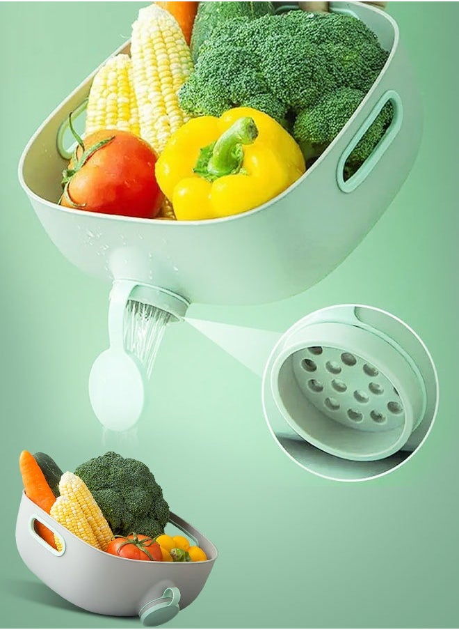 Eoptify Multifunctional Kitchen Drain Basket, Silicone Colander and Organizer for Draining and Washing Fruits & Vegetables  - Image 1