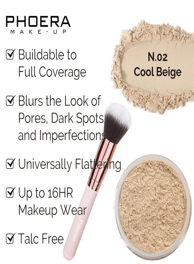 Hilareco PHOERA Foundation,Full Coverage Foundation, Primer,Powder,Concealer, Makeup Setation Brush Powder Brush,2 Makeup Sponge(2 PCS 104- Buff Beige) - Image 3