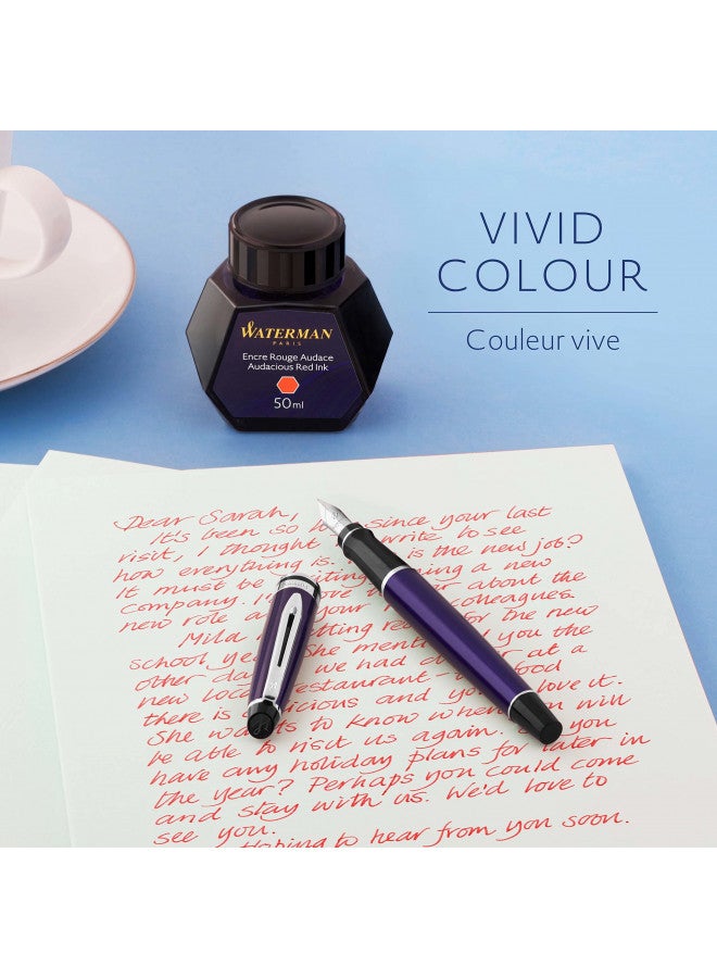 Waterman Fountain Pen Ink, Audacious Red, 50ml Bottle - Image 1