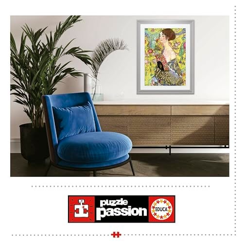 Educa - Lady with a Fan, Gustav Klimt | 1000 Piece Puzzle for Adults. Measurements: 18,89" x 26,77". 14 Years Old (19932) - Image 4