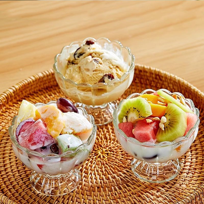 CHPINDAM Vintage Glass Dessert Bowls, Ice Cream cups, 5oz Dessert cups, for Sundae, Fruit, Ice Cream, Pudding, small snacks,Condiment (6) - Image 5