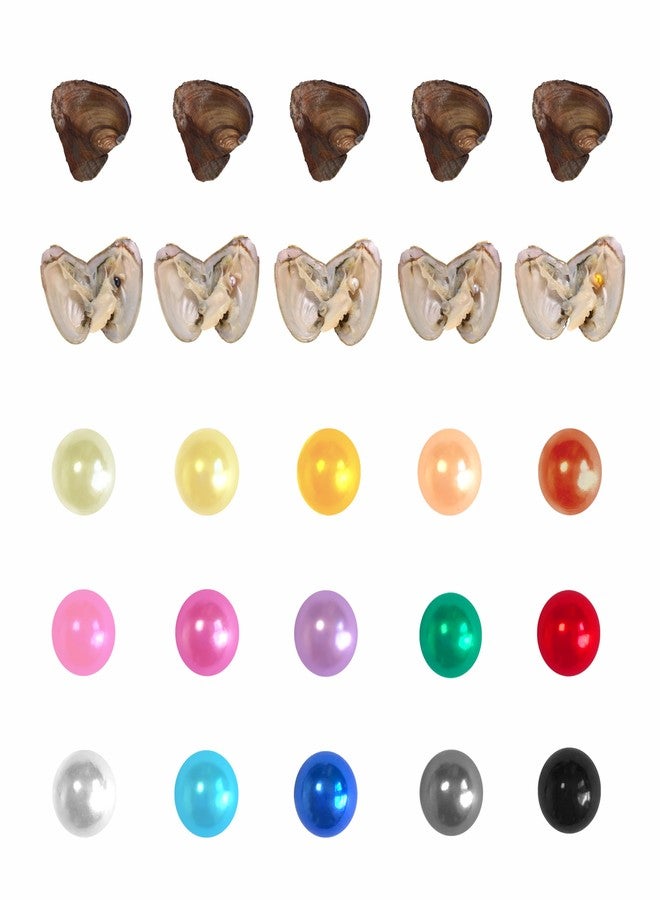 Lindo 30PC Oyster with Pearl Inside Round Dainty Faux Pearl Meaningful Color Pearls Beads to Open for Jewelry Making Crafts Gifts(Round, ABS, 8mm) - Image 1
