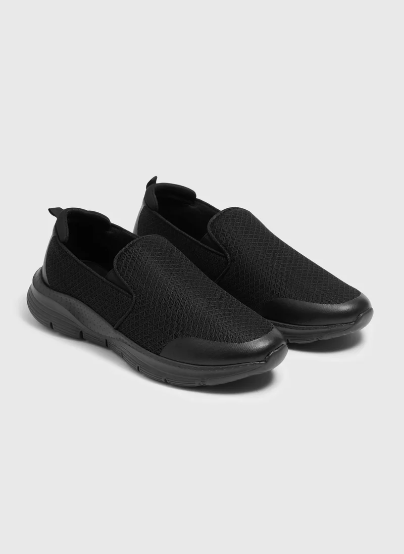 Matalan Black Mesh Slip On Trainers