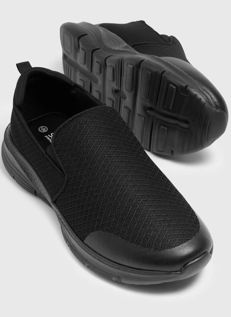 Matalan Black Mesh Slip On Trainers