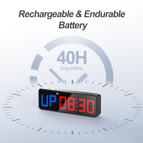 ANJANK Small Portable Gym Timer Clock, Strong Magnet, Workout Interval Timer with Powerful Battery, Stopwatch, Remote Control, Adjustable Brightness, Fitness Digital Timer for Home/Garage/Boxing - Image 4