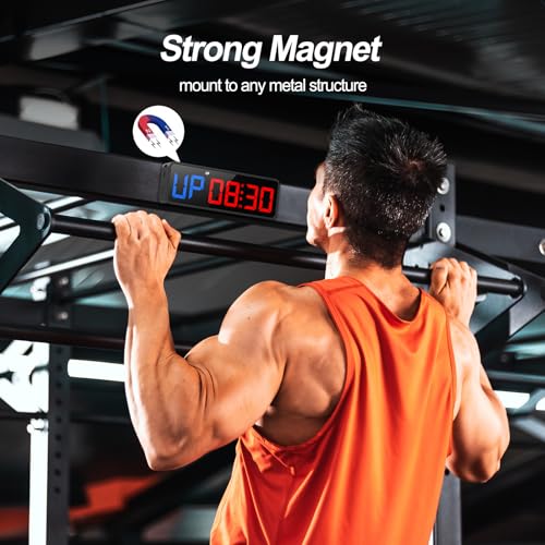 ANJANK Small Portable Gym Timer Clock, Strong Magnet, Workout Interval Timer with Powerful Battery, Stopwatch, Remote Control, Adjustable Brightness, Fitness Digital Timer for Home/Garage/Boxing - Image 3