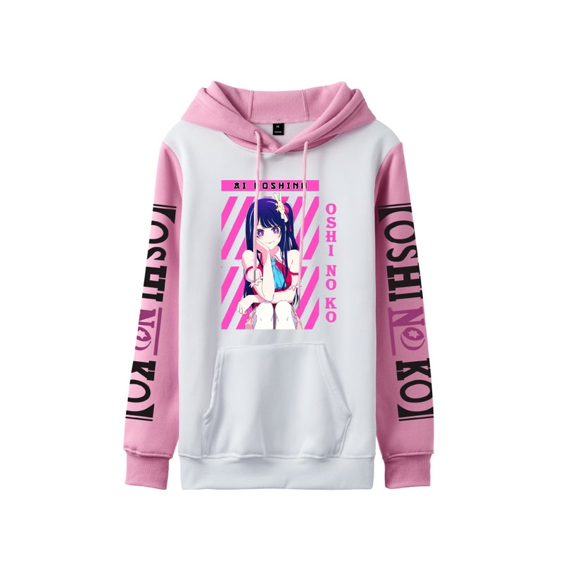 New Men'S And Women'S Couples Vests Oshi No Ko I Push Children'S Trend Hoodie With Hat Contrast Color - Image 5