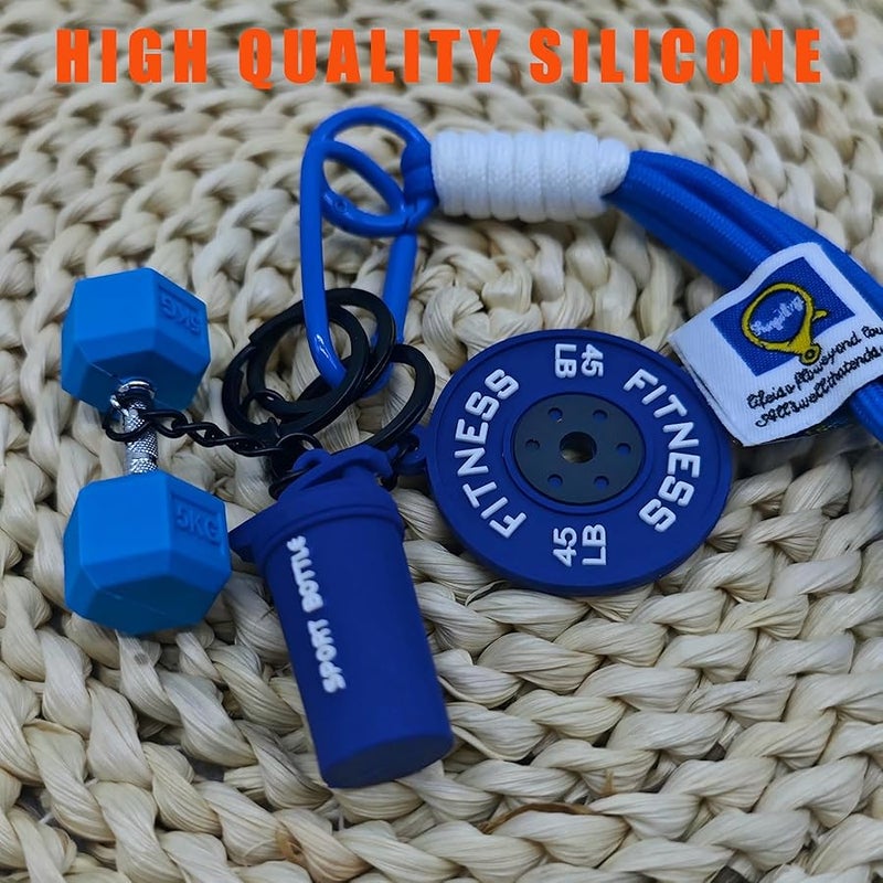 Bandfol Fitness Keychain Silicone Barbell Key Chain with Rope Handle for Gym Lover - Image 5