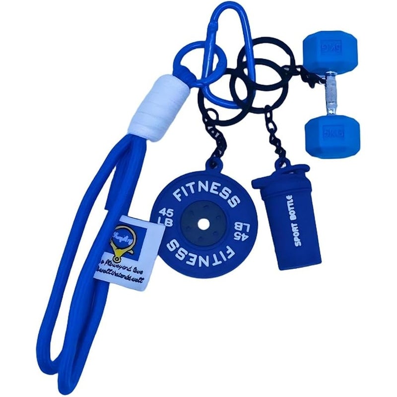 Bandfol Fitness Keychain Silicone Barbell Key Chain with Rope Handle for Gym Lover - Image 1