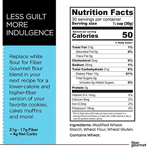 Fiber Gourmet Low Net Carb Flour Blend - Keto Friendly All-Purpose Baking Flour with 55% Fewer Calories, 81% Fewer Net Carbs, 17g Fiber, Non-GMO Vegan - 16 Ounce (pack of 2) - Image 2