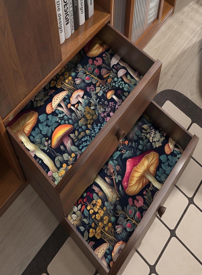 BOKEBEVE Blavk Colorful Mushroom Contact Paper Floral Wallpaper Peel and Stick Vintage Wall Paper for Backsplash Kitchen Cabinet Removable Waterproof 17.5 x 118In - Image 4