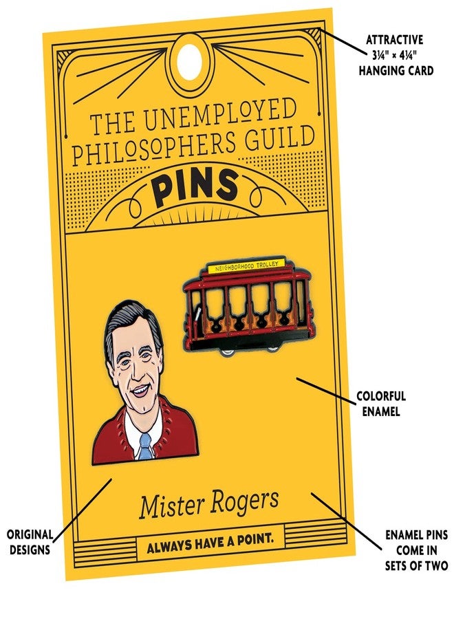 ذي أن إمبلويد فيلوسوفرز جيلد مجموعة دبابيس مينا لشخصيتي السيد روجرز وعربة الترام من نقابة الفلاسفة العاطلين عن العمل - مزودة بمشابك خلفية مطاطية قوية، مجموعة من دبوسين - Image 5