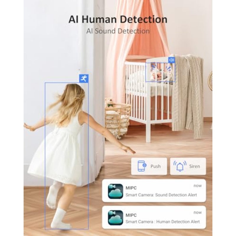 كاميرا أمان داخلية ANNKE 4K UHD، كاميرا واي فاي 2.4/5 جيجا هرتز مع 360 درجة PTZ، محادثة ثنائية الاتجاه، رؤية ليلية، كشف الحركة البشرية الذكية، تخزين سحابي/SD، تعمل مع Alexa، مثالية لكاميرا الأطفال/الحيوانات الأليفة، تطبيق MIPC - Image 5