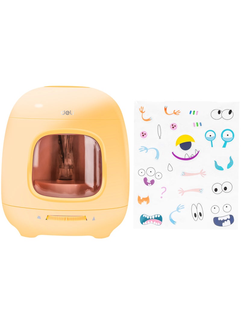 Deli Deli VA13 Electric Pencil Sharpener with 3 Adjustable Tips, 5000+ Sharpening Capacity, Dual Power & Non-Slip Base - Yellow  - Image 2