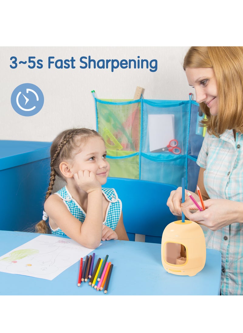 Deli Deli VA13 Electric Pencil Sharpener with 3 Adjustable Tips, 5000+ Sharpening Capacity, Dual Power & Non-Slip Base - Yellow  - Image 5