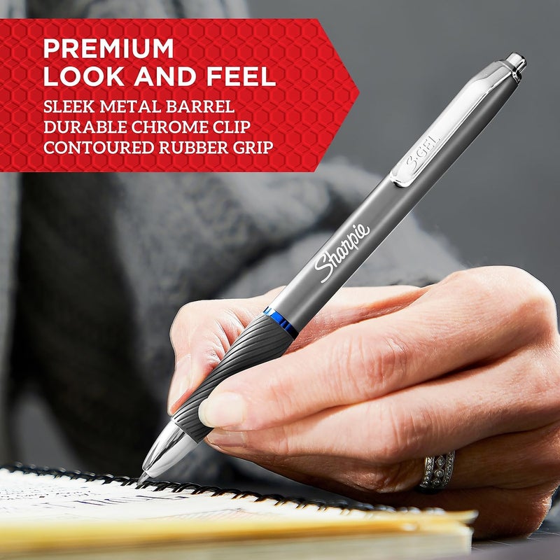 SHARPIE S-Gel Metal RT Gel Pen, 0.7mm Medium Point, Champagne Barrel, Black Ink, 2/Pack - Image 3