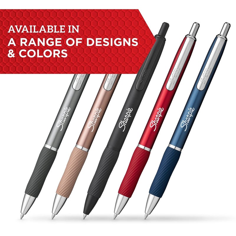 SHARPIE S-Gel Metal RT Gel Pen, 0.7mm Medium Point, Champagne Barrel, Black Ink, 2/Pack - Image 4