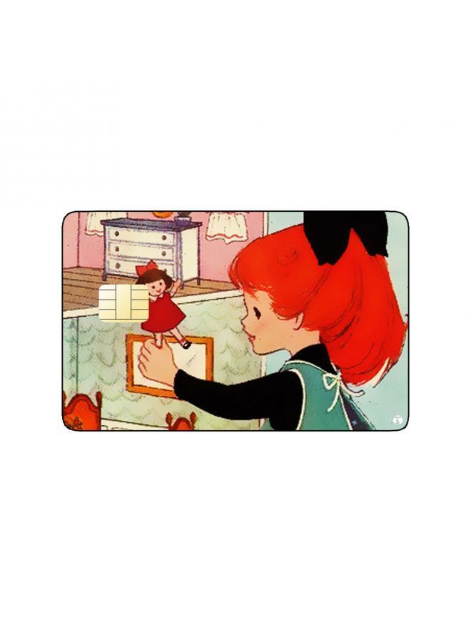 RKN PRINTED BANK CARD STICKER Cute Girl Drawing With Doll House - Image 1
