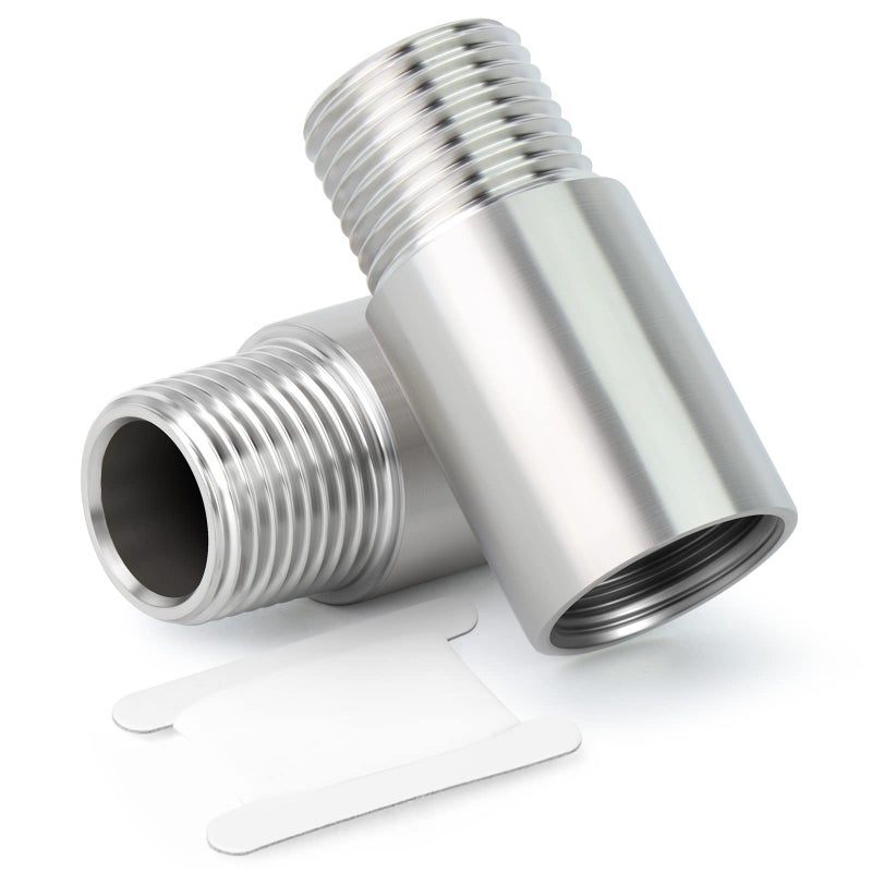 TAISHER 2PCS Stainless Steel Pipe Fittings, 1/2" NPT Male x 1/2" NPT Female Threaded, 2" Length Thickened Nipple Cast Pipe - Image 1