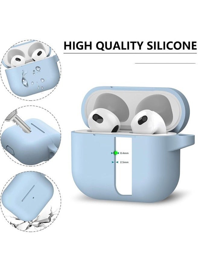 KENSUO Soft Silicone Protective Case Cover for AirPods 4 with Cleaner Kit and Keychain(Sky Blue) - Image 2