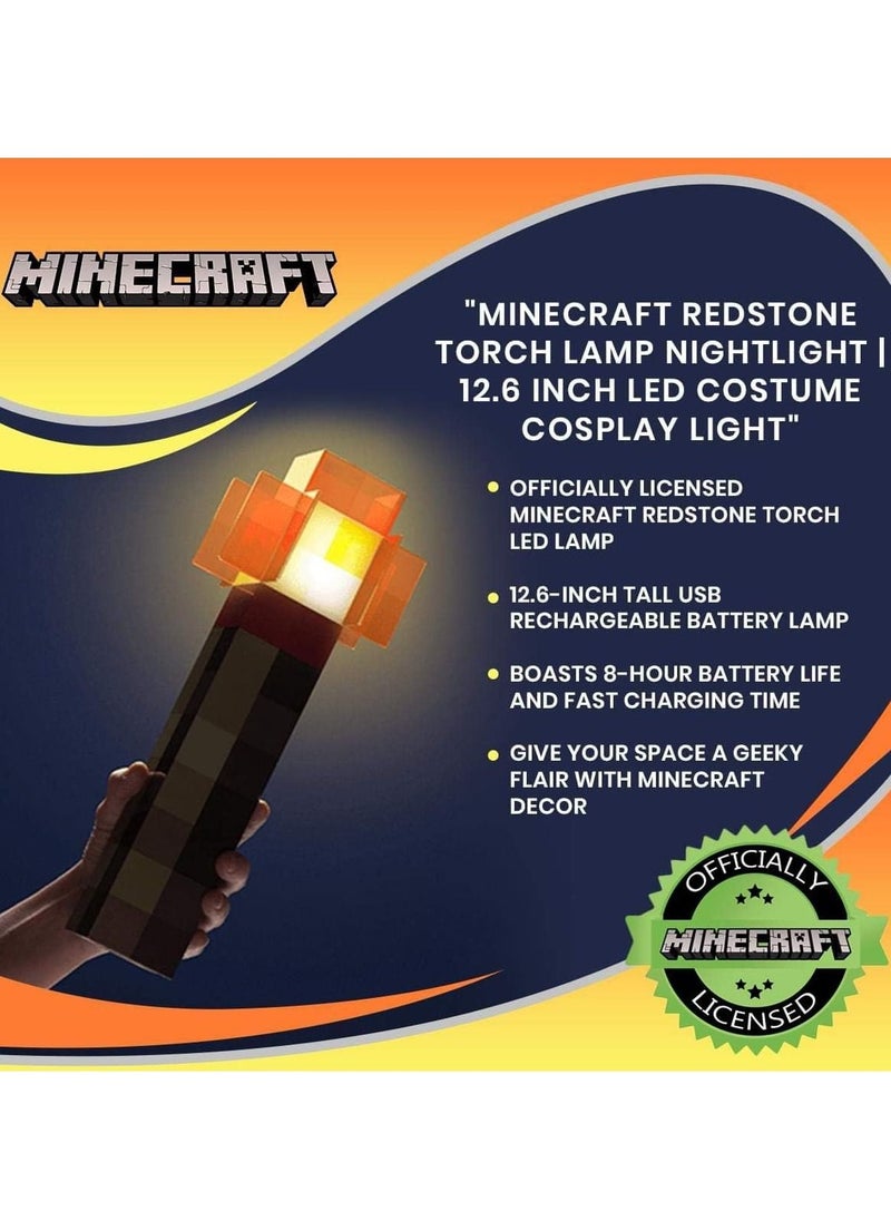 Generic - Minecraft Toys Redstone Torch 12.6 Inch LED Lamp | USB Rechargeable for Nightlight, Costume Cosplay, Roleplay - Image 1