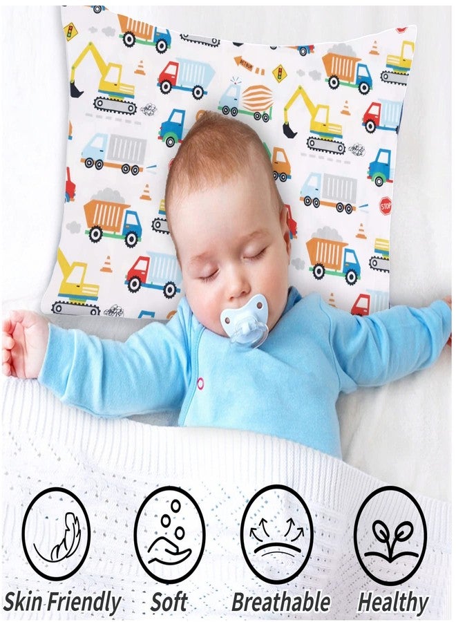 Baby Amabc Baby Toddler Pillow Cases Trcuk Pattern - Child Pillowcase Fit Kids & Travel Pillows 13 x 18, 14 x19 - Soft Cotton Pillows Cover Set of 2, Envelope Pocket, Durable Well Stitched, Boy Girl Crib Bedding - Image 4