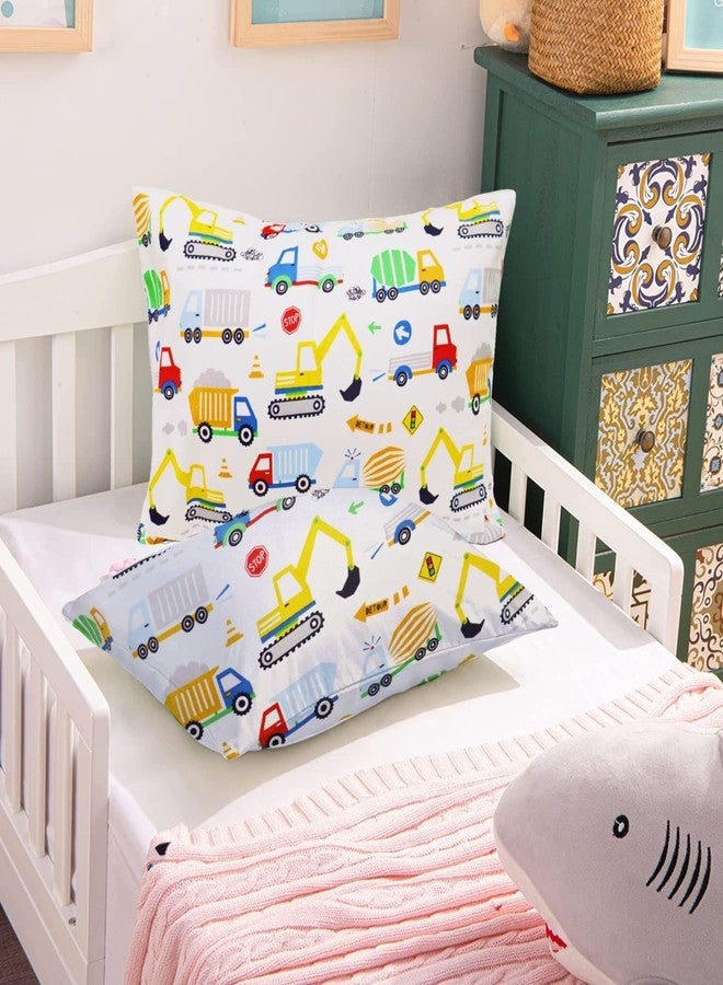 Baby Amabc Baby Toddler Pillow Cases Trcuk Pattern - Child Pillowcase Fit Kids & Travel Pillows 13 x 18, 14 x19 - Soft Cotton Pillows Cover Set of 2, Envelope Pocket, Durable Well Stitched, Boy Girl Crib Bedding - Image 2