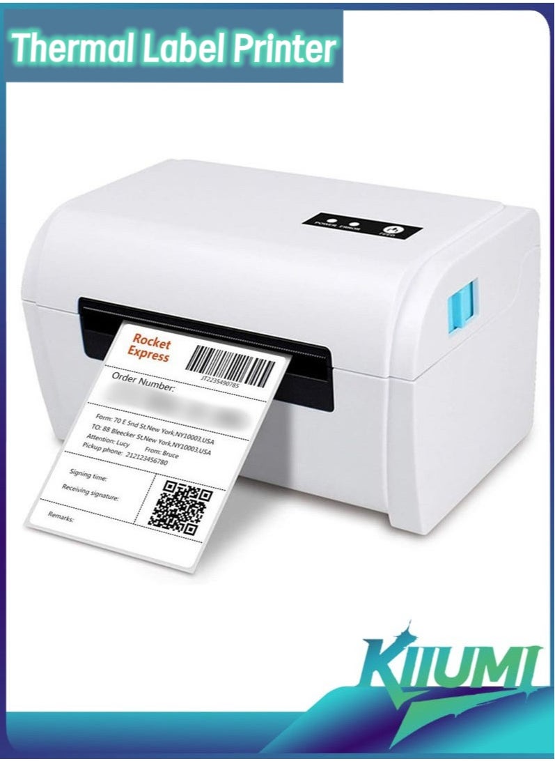 KIIUMI Thermal Label Printer, USB BT Connection, High Speed Shipping Label Maker, Support 40-110mm Paper Width Compatible with Windows for Supermarket Store Restaurant Logistic  - Image 1