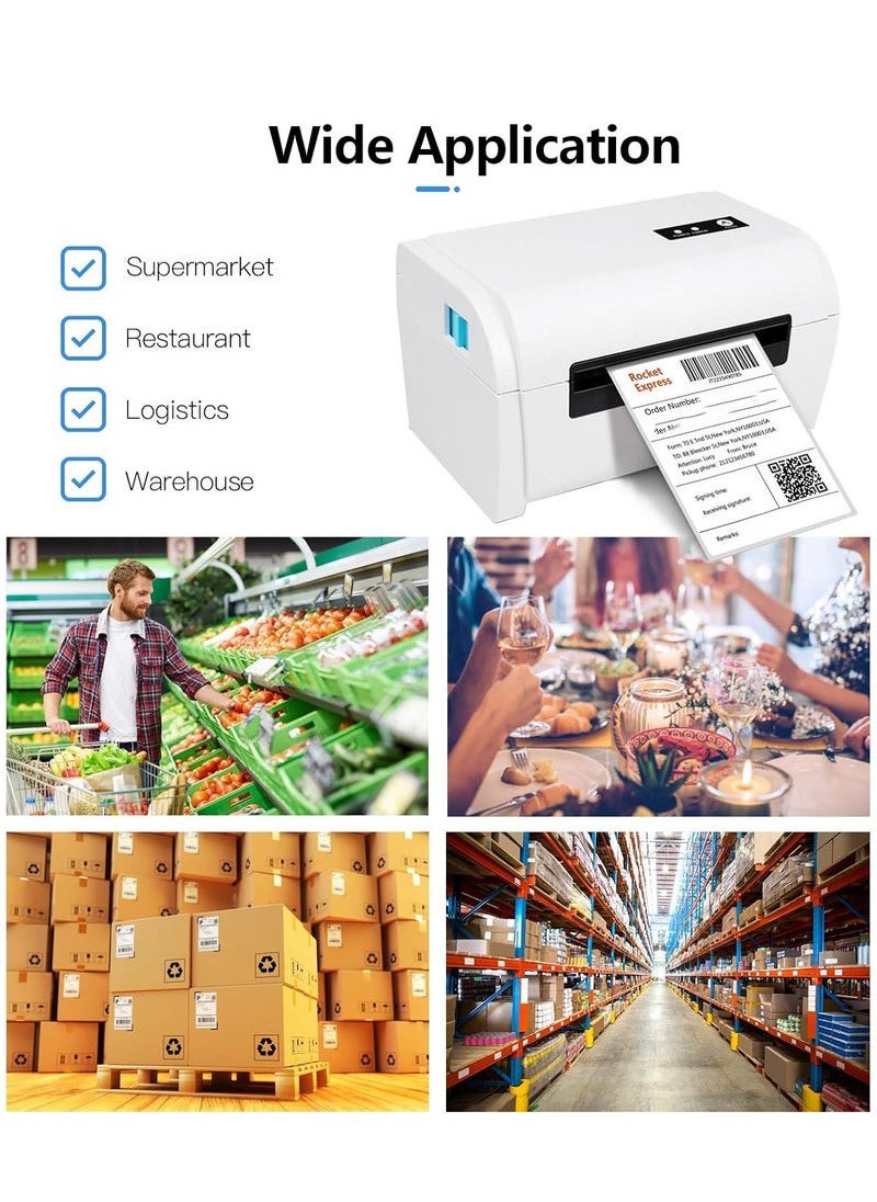 KIIUMI Thermal Label Printer, USB BT Connection, High Speed Shipping Label Maker, Support 40-110mm Paper Width Compatible with Windows for Supermarket Store Restaurant Logistic  - Image 3