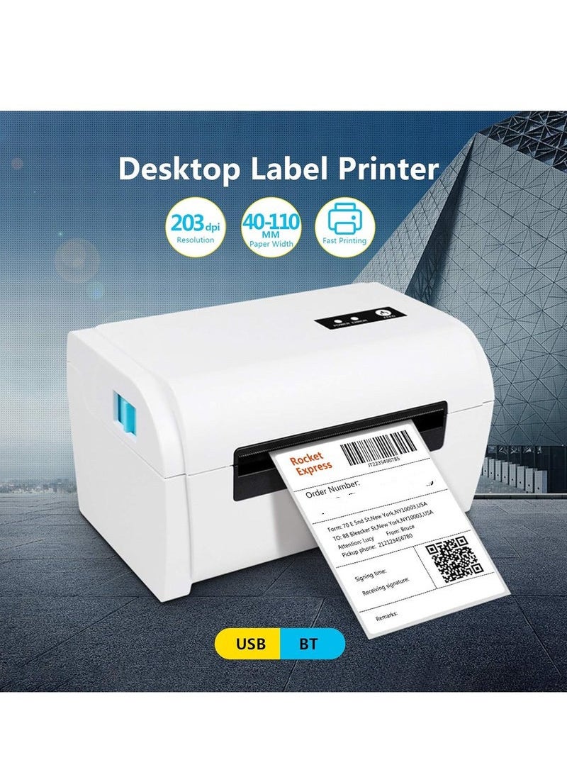 KIIUMI - Thermal Label Printer, USB BT Connection, High Speed Shipping Label Maker, Support 40-110mm Paper Width Compatible with Windows for Supermarket Store Restaurant Logistic - Image 1