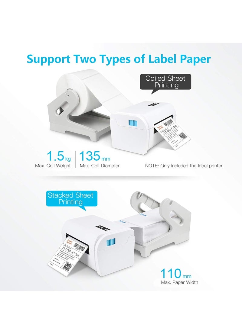 KIIUMI Thermal Label Printer, USB BT Connection, High Speed Shipping Label Maker, Support 40-110mm Paper Width Compatible with Windows for Supermarket Store Restaurant Logistic  - Image 4