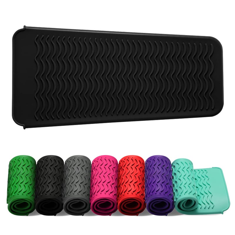 ZAXOP Resistant Silicone Mat Pouch for Flat Iron, Curling Iron,Hot Hair Tools (Black) - Image 1