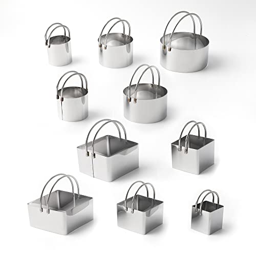FREESHU Cookie Cutters Set of 10, 5 sizes round and 5 sizes square Stainless steel Biscuit cutters with handles - Image 4