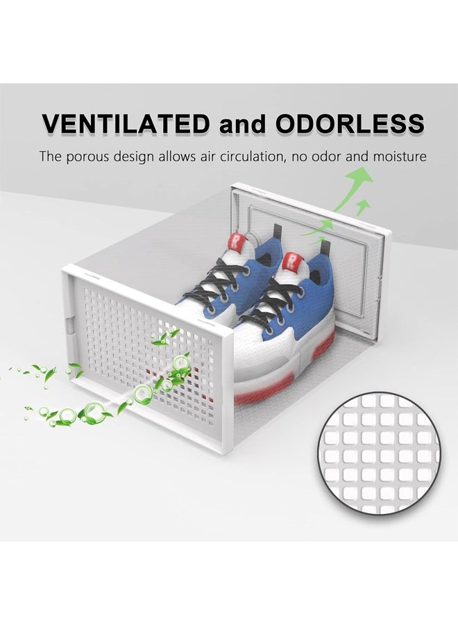 DUNISO 12 Pack Shoe Storage Box，Clear Plastic Stackable Sneaker Containers Bins with Lids， Saving Entrance Space，Dustproof ，Durable，Fit up to Women's Size 10 ，White - Image 5