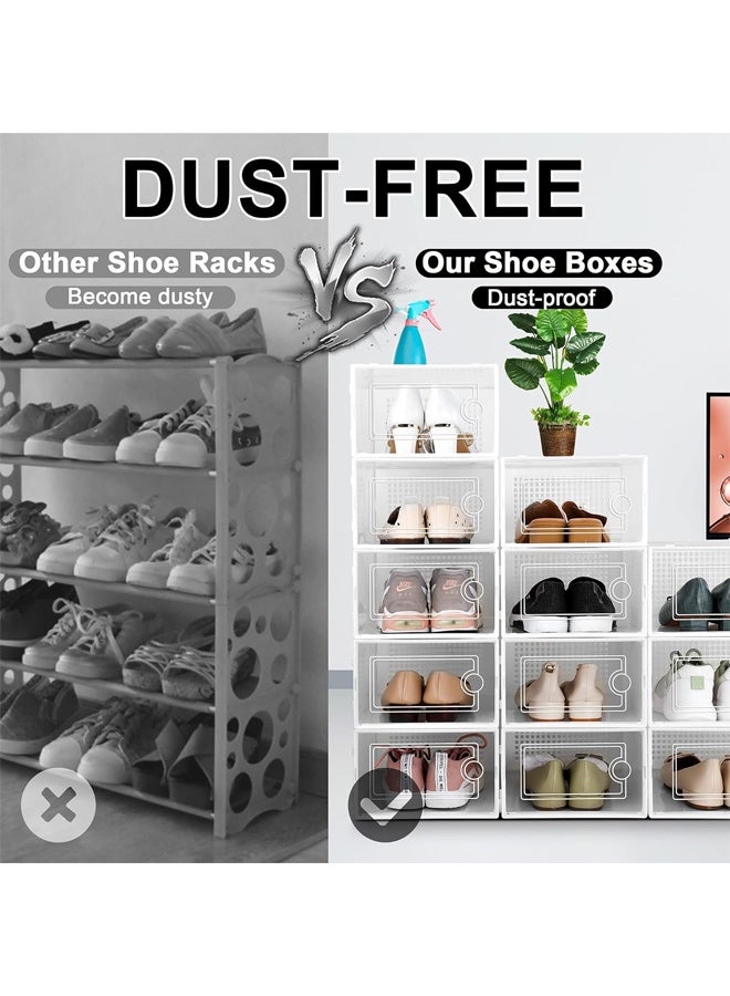 DUNISO 12 Pack Shoe Storage Box，Clear Plastic Stackable Sneaker Containers Bins with Lids， Saving Entrance Space，Dustproof ，Durable，Fit up to Women's Size 10 ，White - Image 4