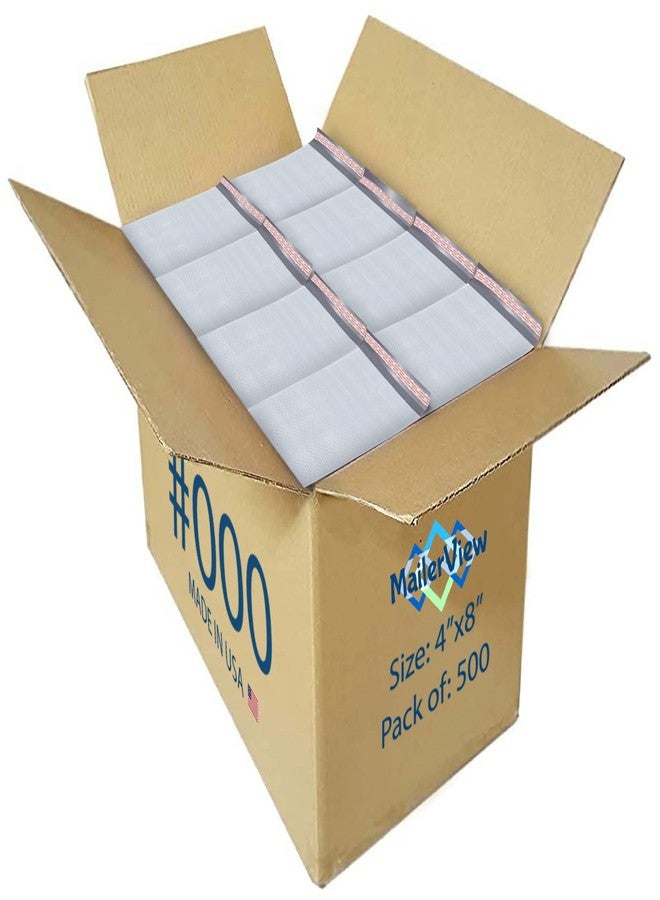MAILERVIEW White Small Bubble Mailers 4x8 Inch #000 | Thick Padded Poly Bubble Mailer Envelopes | Bubble Envelopes | Mailing Envelopes | 500 Pack Bulk | Trading Card Sports card Shipping | Made in USA - Image 1