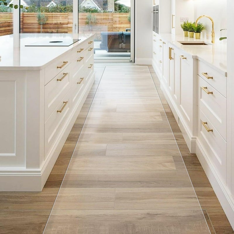 FURKIT سجادة ممر شفافة من FURKIT، مقاس 3 × 10 أقدام، مانعة للانزلاق ومقاومة للماء، سجادة أرضية للمطبخ مناسبة للأماكن ذات الحركة الكثيفة، سجادة فينيل داخلية وخارجية للمداخل، مناسبة لغرفة الغسيل، غرفة النوم، غرفة المعيشة - Image 1