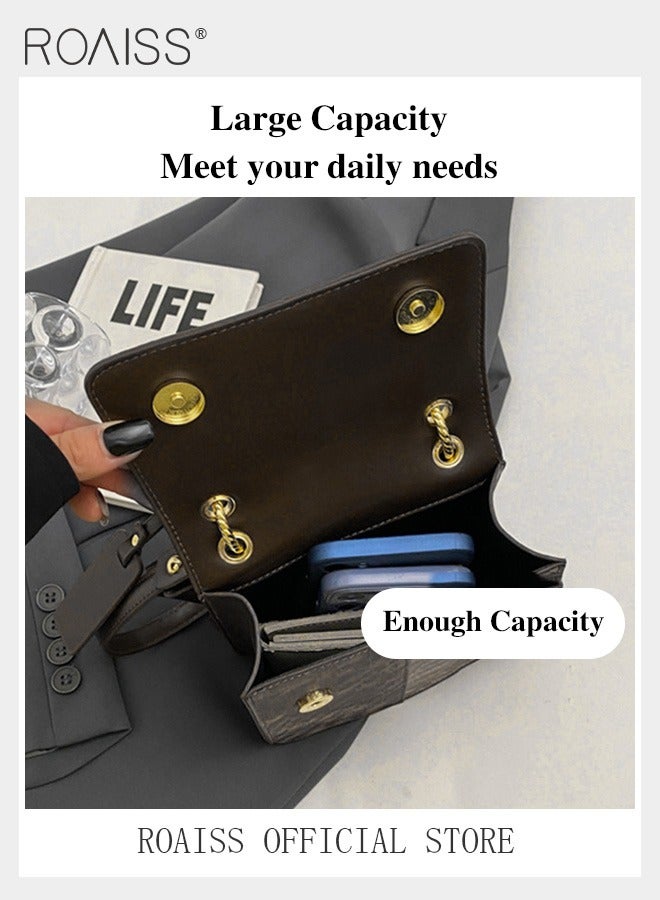 roaiss Women Crossbody Bag Stylish and Personalized with Patchwork Elements Compact Square Design Versatile Decorated with Metal Chain Can be Worn as a Shoulder Bag or Carried by Hand  - Image 3