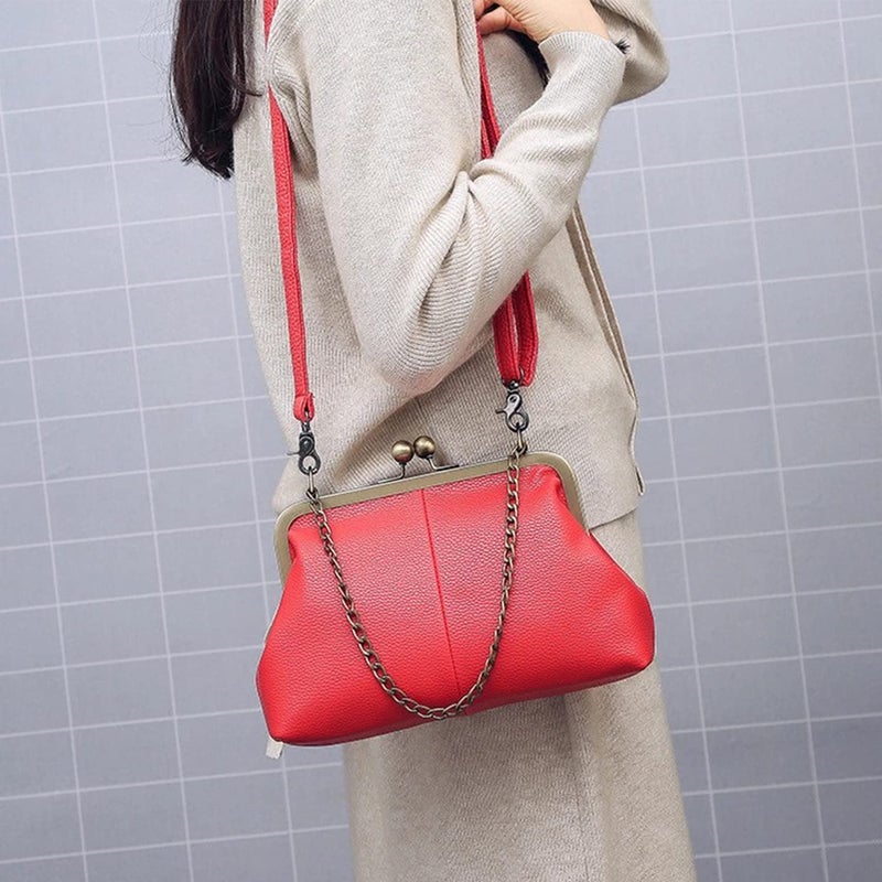 Lanpet Women Classical Kiss Lock Clutch with Chain Strap Shoulder Bag Purse Wallet - Image 2